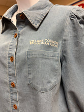 Load image into Gallery viewer, LCCS Women's Denim 3/4 Puff Sleeve Button Down Jean Shirt