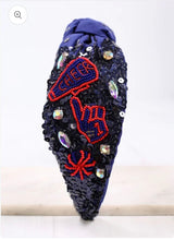 Load image into Gallery viewer, Cheer Sequin Headband BLUE RED
