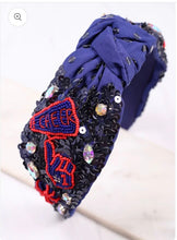 Load image into Gallery viewer, Cheer Sequin Headband BLUE RED
